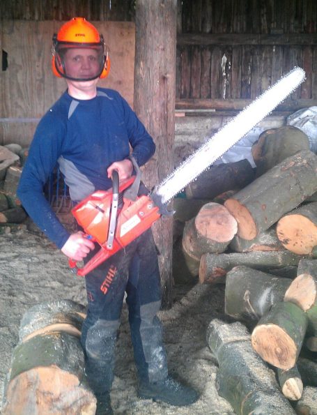 Gary Walker with chainsaw