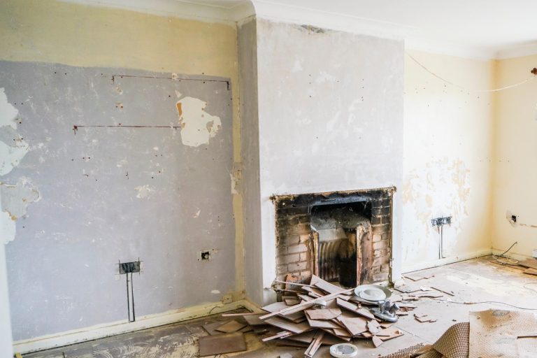 Stove removed from fireplace