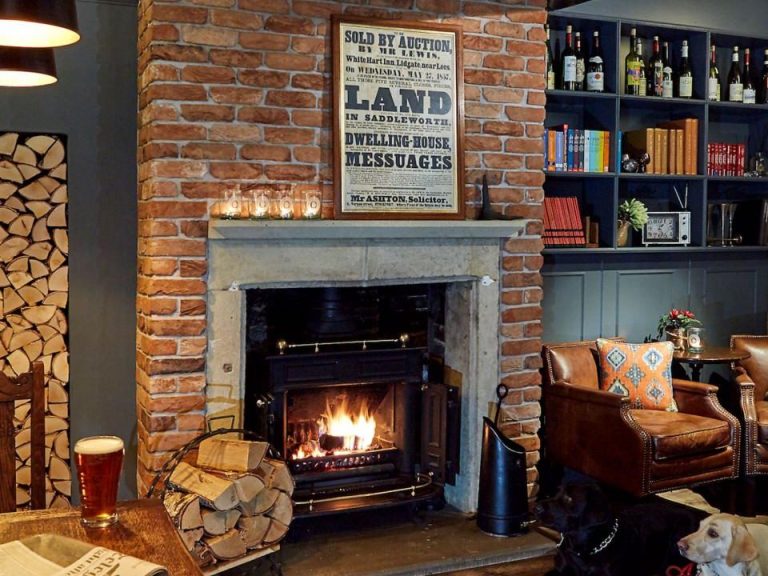 Pub with log burning stove